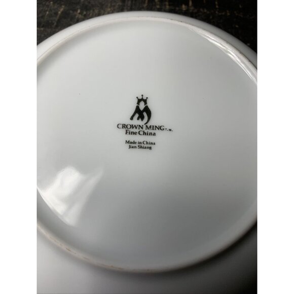 CROWN MING Fine China ROYAL PALM White Silver Wedding Lace Salad Soup Bowl 7.5" - Picture 5 of 6